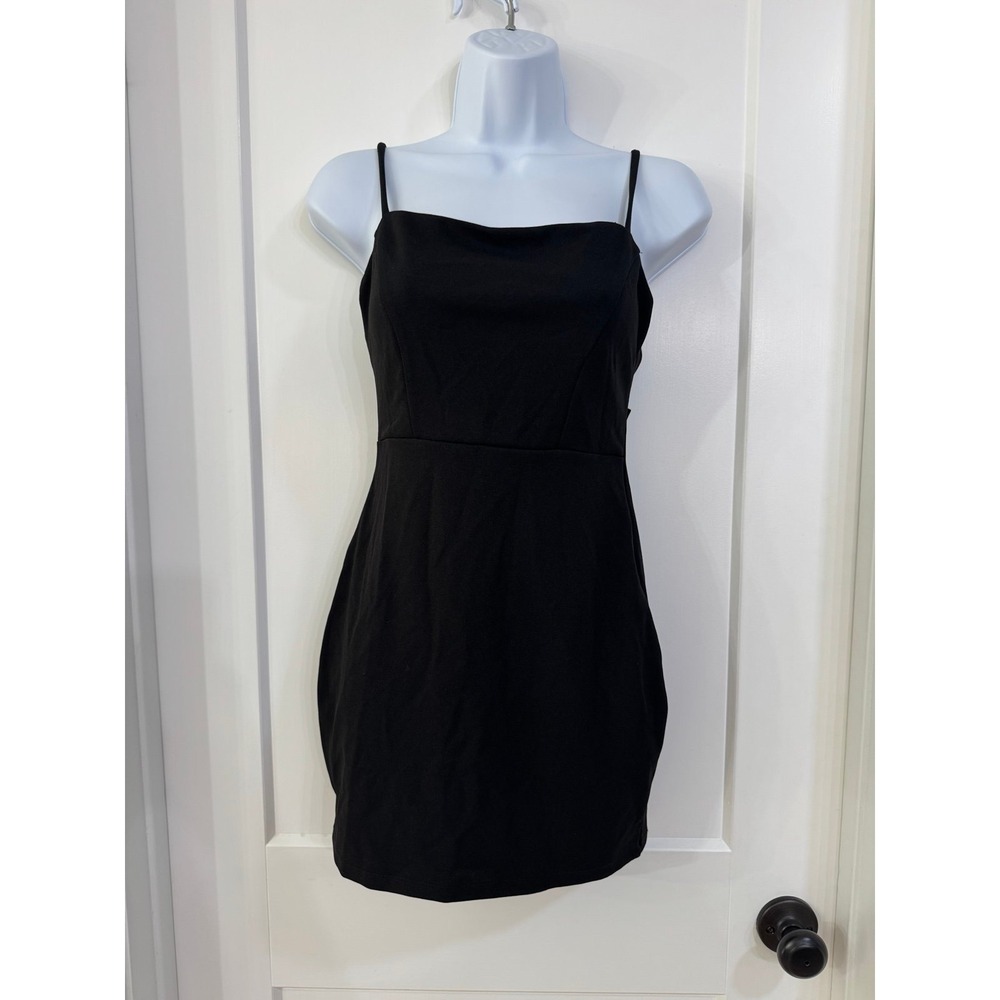 Windsor Black Bow Back Bodycon Mini Dress Square Neck Adjustable Straps Size‎ S